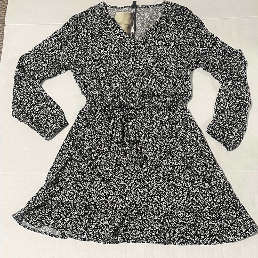 Lily Rose Floral Long Sleeve Ruffle Hem Dress NWT